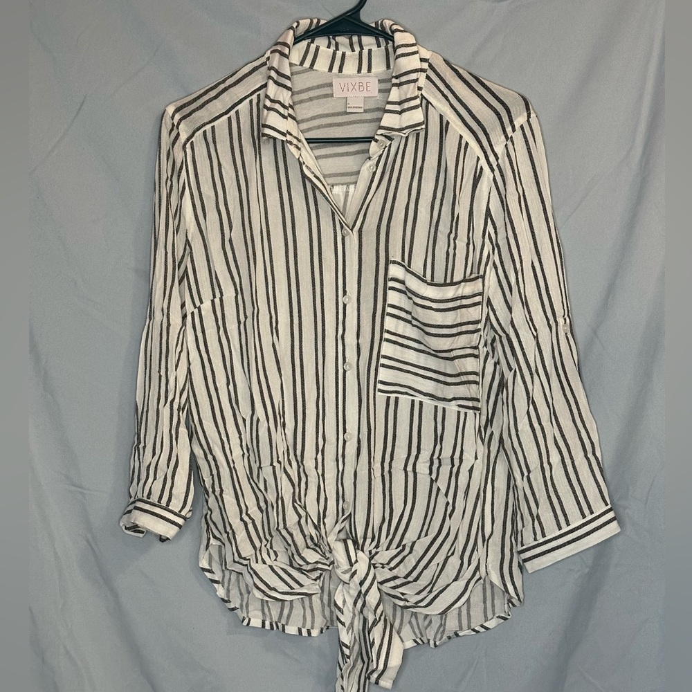 Striped Women’s Button Up Blouse